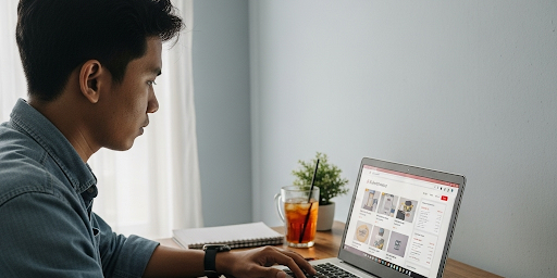 Seorang sedang bisnis online.